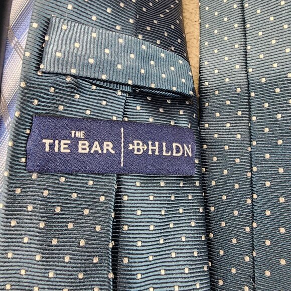 Four Piece Tie Assortment Set Mens Blue Tie Bar Van Heusen Summit Hill Woodward - Picture 2 of 7